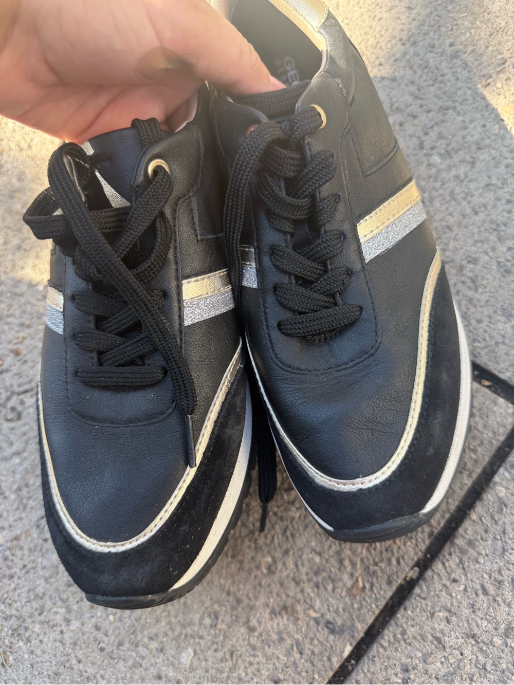 Women’s  Black Sneakers with Metallic Stripes